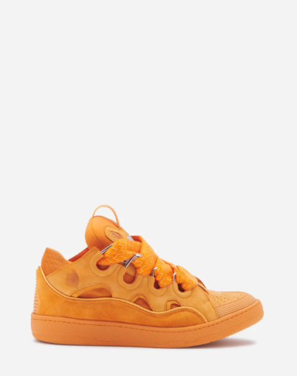 LEATHER CURB ORANGE SNEAKERS