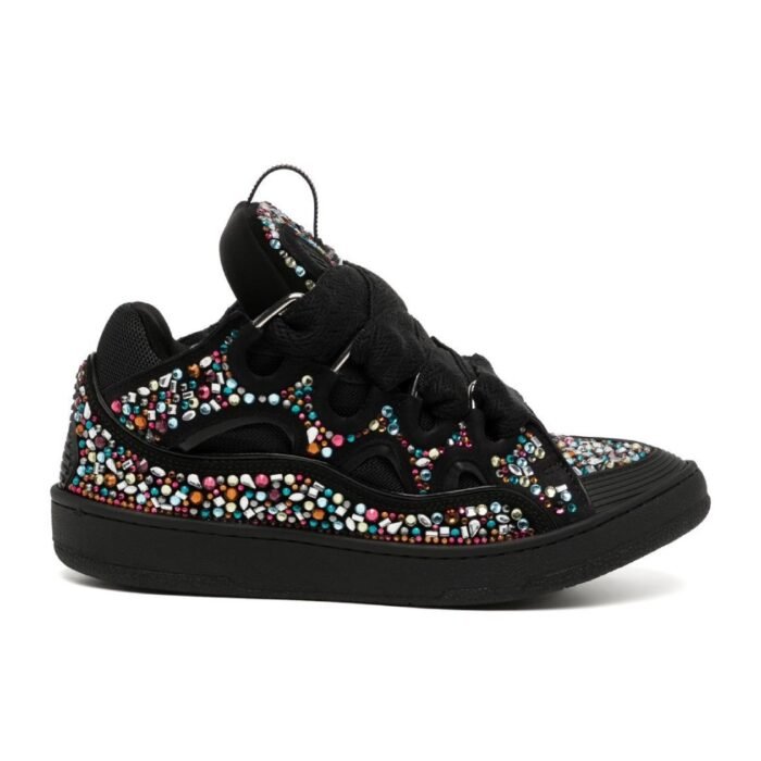 Lanvin High Top Curb Rhinestone Sneakers