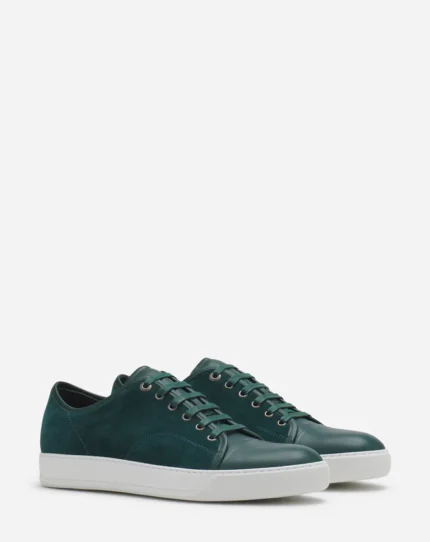 Lanvin DBB1 Leather and Suede Dark Green Sneakers