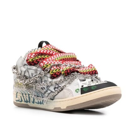 Lanvin Graffiti Print Sneakers With Chain