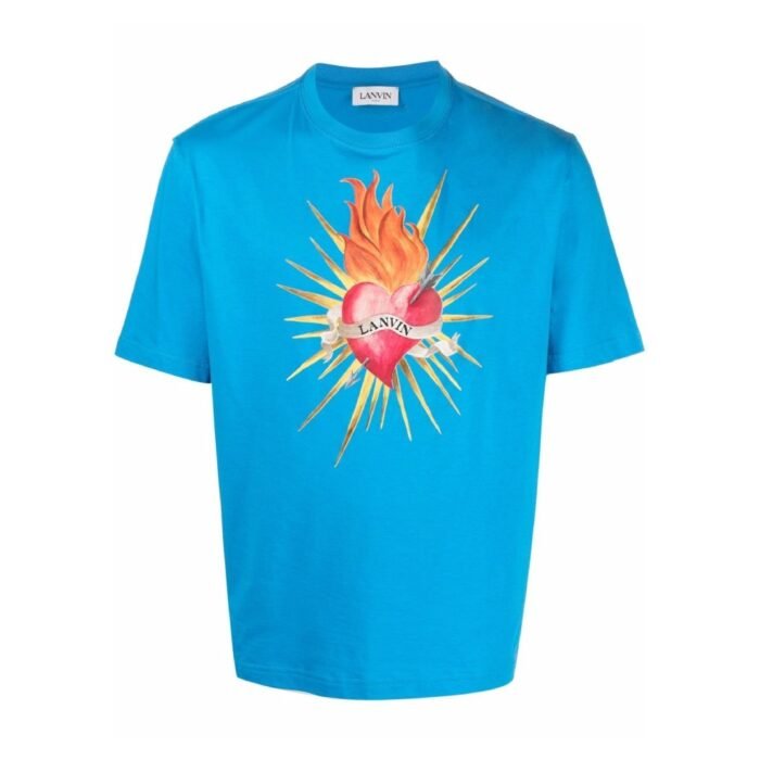 Lanvin Heart Print Blue T-Shirt