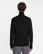 Lanvin Roll Neck Jumper in Wool and Silk Black Sweatshirt