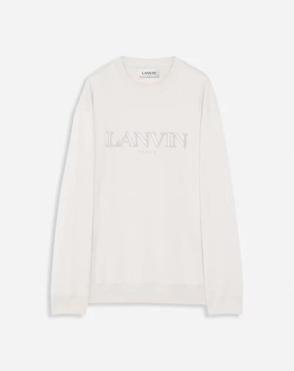 Lanvin Oversized Embroidered Paris White Sweatshirt