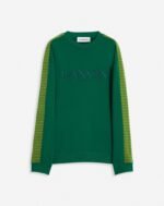 Lanvin Embroidered Curb Side Loose-Fitting Green Sweatshirt