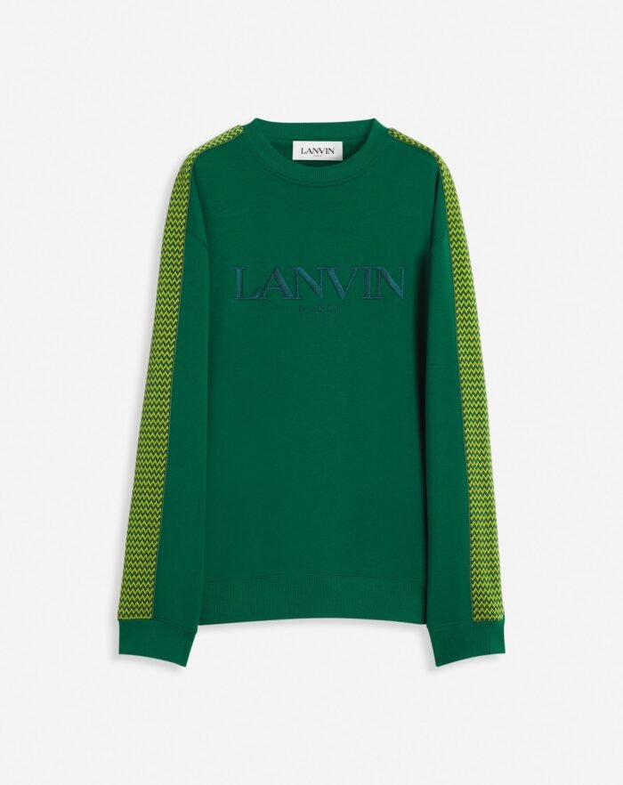 Lanvin Embroidered Curb Side Loose-Fitting Green Sweatshirt