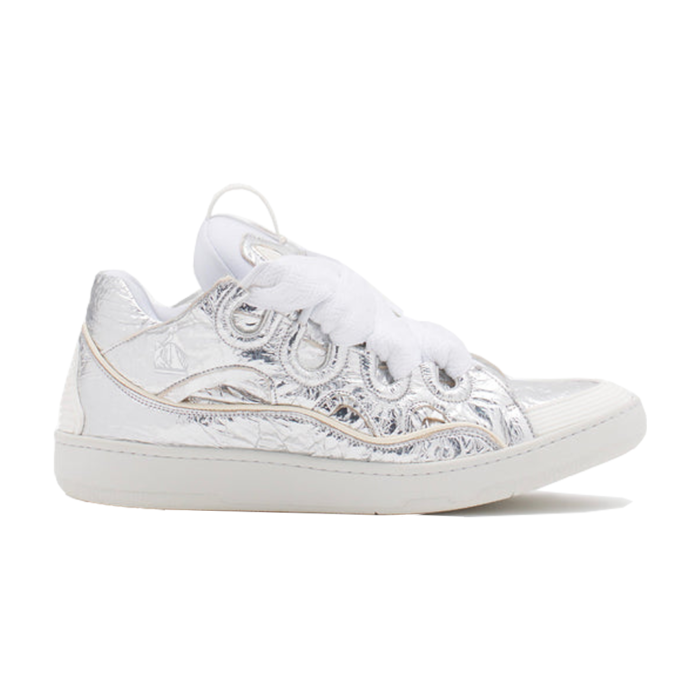 CRINKLED METALLIC CURB SNEAKERS LEATHER